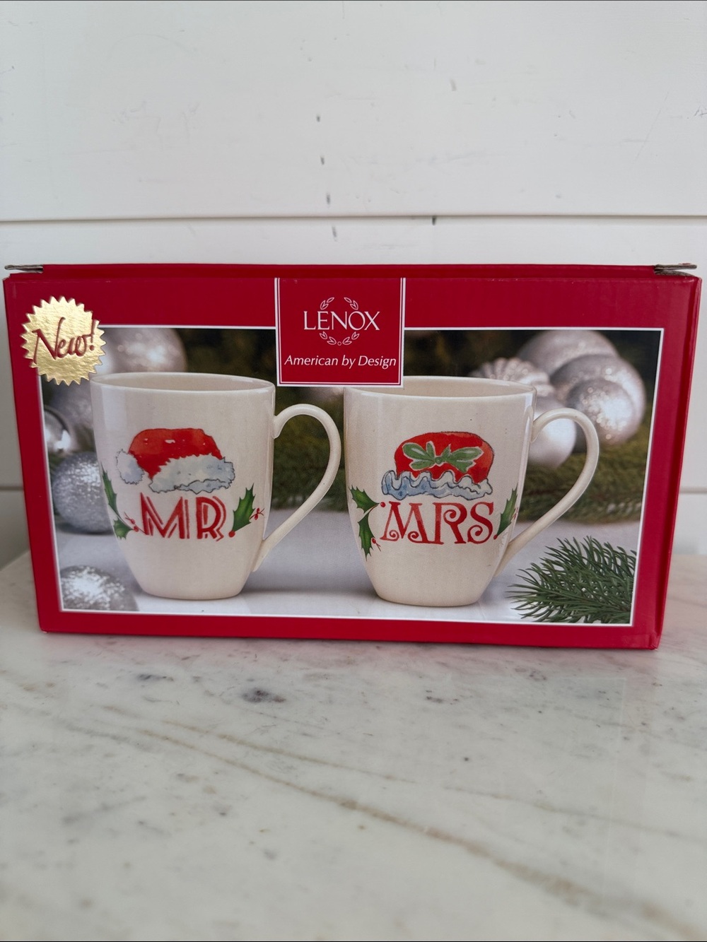 Lenox Holiday Mr & Mrs Christmas Mug Set